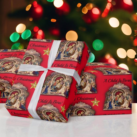 nativiteit Vrolijk kerstfeest Een kind wordt gebo Cadeaupapier