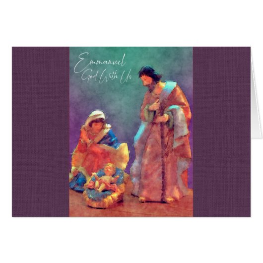 Nativiteit waterverf stijl in paars (Voorkant Horizontaal)