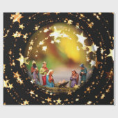 Nativiteit Wieg Maagd Mary Jesus Kerststerren Cadeaupapier (Vlak)