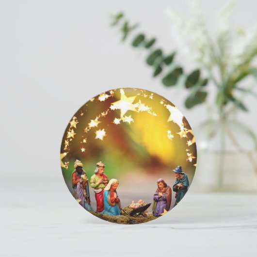 Nativiteit Wieg Maagd Mary Jesus Kerststerren Ho Feestdagenkaart (Staand voorkant)