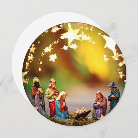 Nativiteit Wieg Maagd Mary Jesus Kerststerren Ho Feestdagenkaart (Voorkant / Achterkant)