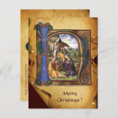 NATIVITEIT XMAS PARCHMENT Blue Sapphire Monogram Feestdagenkaart (Voorkant / Achterkant)