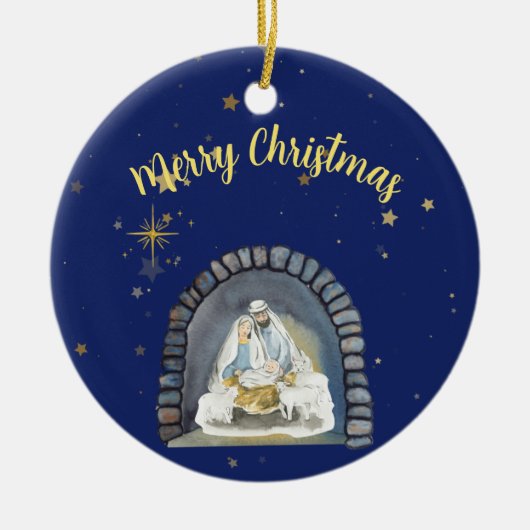 Nativiteit Zure kerst Keramisch Ornament (Voorkant)