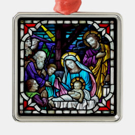 Nativiteitsafdrukken Glas in lood Metalen Ornament