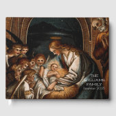 Nativiteitscène Mary Baby Jesus Angels Wieg Gastenboek (Voorkant)
