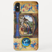NATIVITEITSCHRISTMAS PARCHMENT BLUE GEM MONOGRAM Case-Mate iPhone CASE (Achterkant)