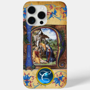 NATIVITEITSCHRISTMAS PARCHMENT BLUE GEM MONOGRAM iPhone 15 PRO MAX HOESJE