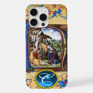 NATIVITEITSCHRISTMAS PARCHMENT BLUE GEM MONOGRAM iPhone 15 PRO MAX CASE
