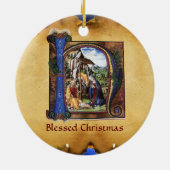 NATIVITEITSCHRISTMAS PARCHMENT MONOGRAM KERAMISCH ORNAMENT (Achterkant)