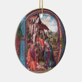 NATIVITEITSCHRISTMAS PARCHMENT MONOGRAM Pink Blue Keramisch Ornament (Rechts)