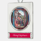 NATIVITEITSCHRISTMAS PARCHMENT MONOGRAM Pink Blue Verzilverd Banner Ornament (Links)