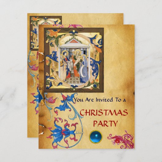 NATIVITEITSFLORAAL CHRISTMAS PARCHCHCHMENT MET BLA KAART (Voorkant / Achterkant)