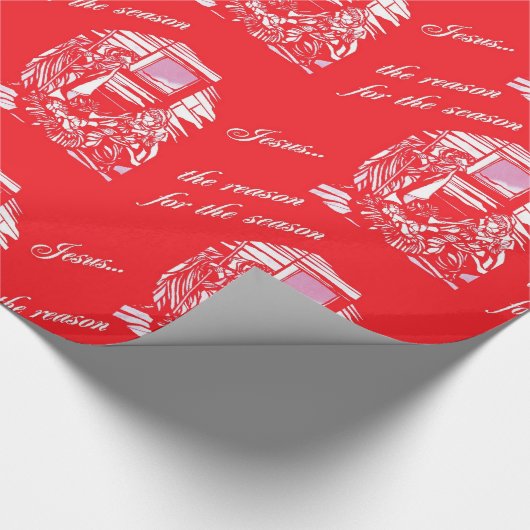 NativiteitsGlas in lood - Rood Cadeaupapier (Hoek)