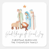 Nativiteitsillustratie blij dat je veel plezier he vierkante sticker (Voorkant)