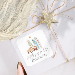 Nativiteitsillustratie blij dat je veel plezier he vierkante sticker