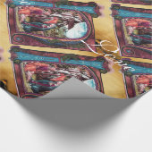 NATIVITEITSMONOGRAM CHRISTMAS PARCHCHCHOLE Blauw Cadeaupapier (Hoek)