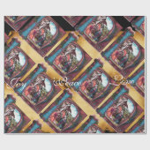 NATIVITEITSMONOGRAM CHRISTMAS PARCHCHCHOLE Blauw Cadeaupapier (Vlak)