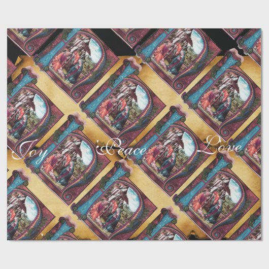 NATIVITEITSMONOGRAM CHRISTMAS PARCHCHCHOLE Blauw Cadeaupapier (Vlak)