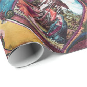 NATIVITEITSMONOGRAM CHRISTMAS PARCHCHCHOLE Blauw Cadeaupapier (Rol Hoek)