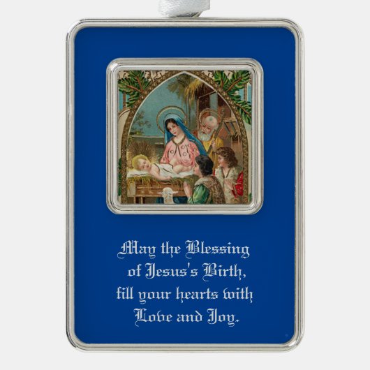  nativiteitsomlijmde versiering verzilverd omlijst ornament (Voorkant)