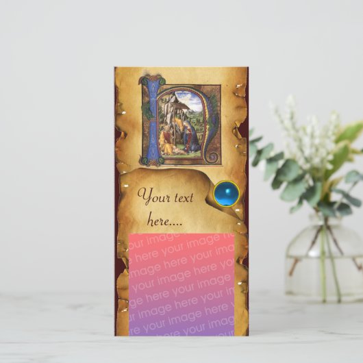 NATIVITEITSPARCHMENT Blue Sapphire Monogram (Staand voorkant)