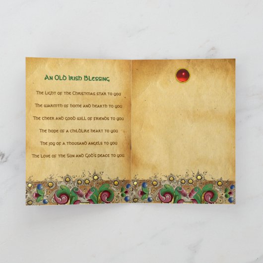 NATIVITEITSPARCHTEN MET IERSE CHRISTMAS BLOKKEREN FEESTDAGEN KAART (Binnen)