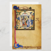 NATIVITEITSPARCHTIE MET FLORENTINE FLORAAL MONOGRA BRIEFPAPIER (Voorkant / Achterkant)