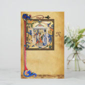 NATIVITEITSPARCHTIE MET FLORENTINE FLORAAL MONOGRA BRIEFPAPIER (Staand voorkant)