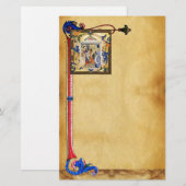 NATIVITEITSPARCHTIE MET FLORENTINE FLORALE MOTIFS BRIEFPAPIER (Voorkant / Achterkant)