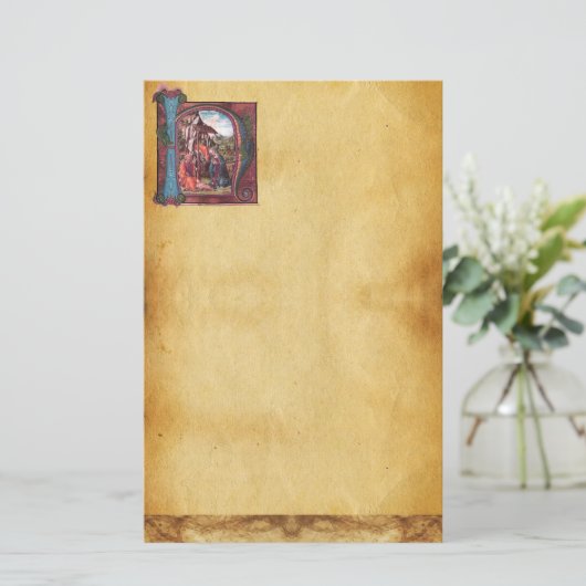 NATIVITEITSPARCHTIESMonogram Briefpapier (Staand voorkant)