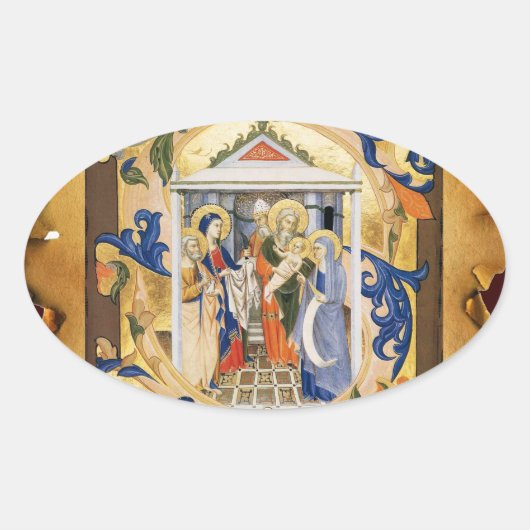 NATIVITEITSPRODUCTIE VAN CHRISTMAS OVALE STICKER (Voorkant)