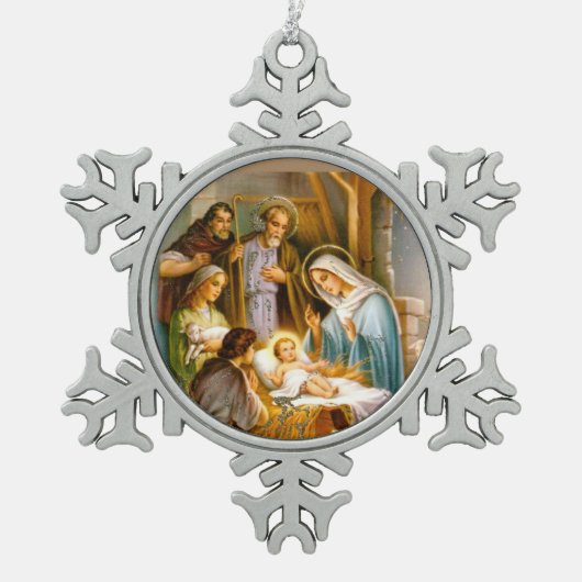 nativiteitsprogramma's tin sneeuwvlok ornament (Voorkant)