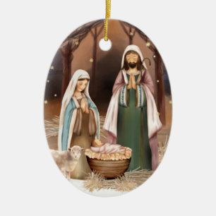 Nativiteitsscène aangepast kerstfeest keramisch ornament