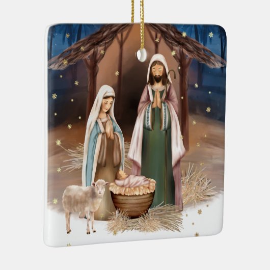 Nativiteitsscène aangepaste kerstmis keramisch ornament (Rechts)