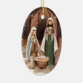 Nativiteitsscène aangepaste kerstmis keramisch ornament (Rechts)