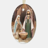 Nativiteitsscène aangepaste kerstmis keramisch ornament (Links)