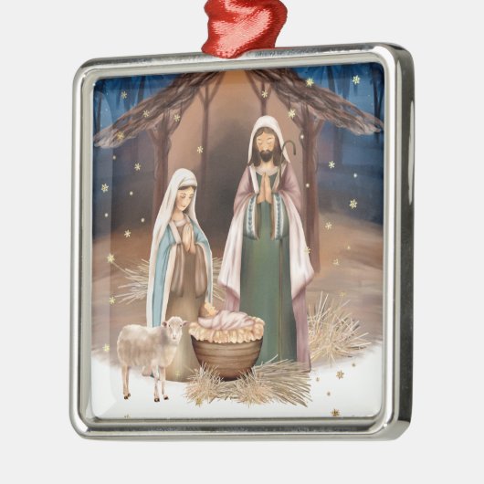 Nativiteitsscène aangepaste kerstmis metalen ornament (Links)