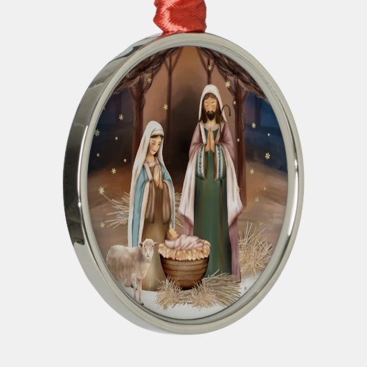 Nativiteitsscène aangepaste kerstmis metalen ornament (Rechts)