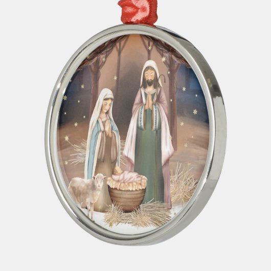 Nativiteitsscène aangepaste kerstmis metalen ornament (Links)