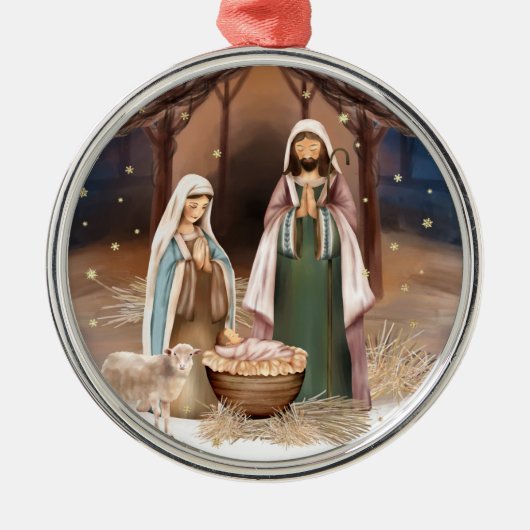 Nativiteitsscène aangepaste kerstmis metalen ornament (Voorkant)
