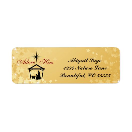 Nativiteitsscène Adore Him Return Address Labels (Voorkant)