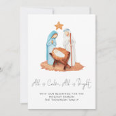 Nativiteitsscène alles is kalm kerstfeest feestdagenkaart (Voorkant)