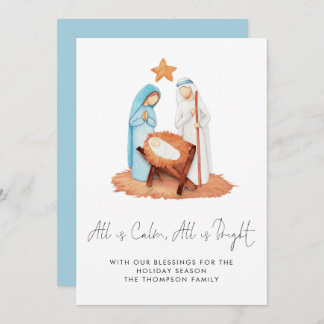 Nativiteitsscène alles is kalm kerstfeest feestdagenkaart