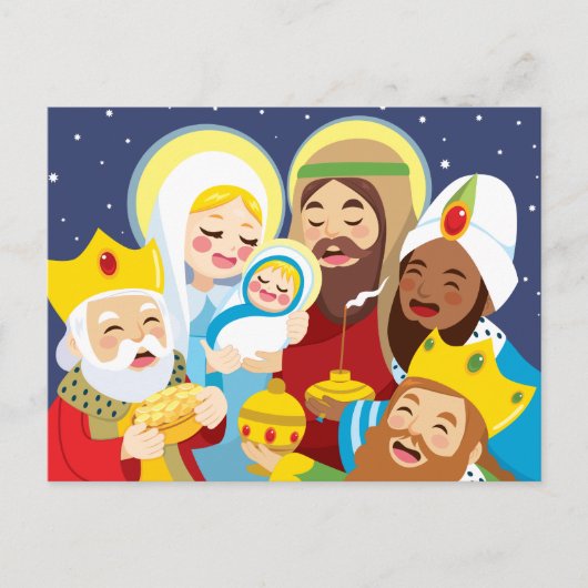 Nativiteitsscène Baby Jesus Birth Feestdagenkaart (Voorkant)