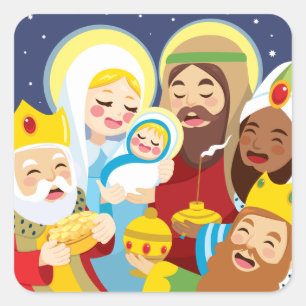Nativiteitsscène Baby Jesus Birth Vierkante Sticker
