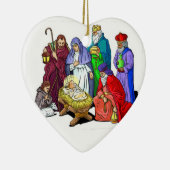 nativiteitsscène baby ' s eerste kerstversiering keramisch ornament (Rechts)