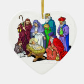 nativiteitsscène baby ' s eerste kerstversiering keramisch ornament (Voorkant)