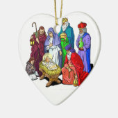 nativiteitsscène baby ' s eerste kerstversiering keramisch ornament (Links)