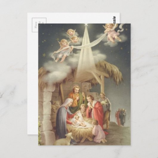 nativiteitsscène briefkaart (Voorkant / Achterkant)