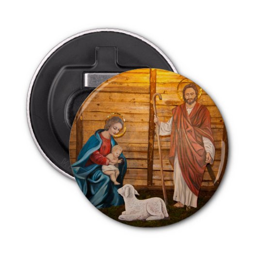 Nativiteitsscène Button Flesopener (Voorkant)